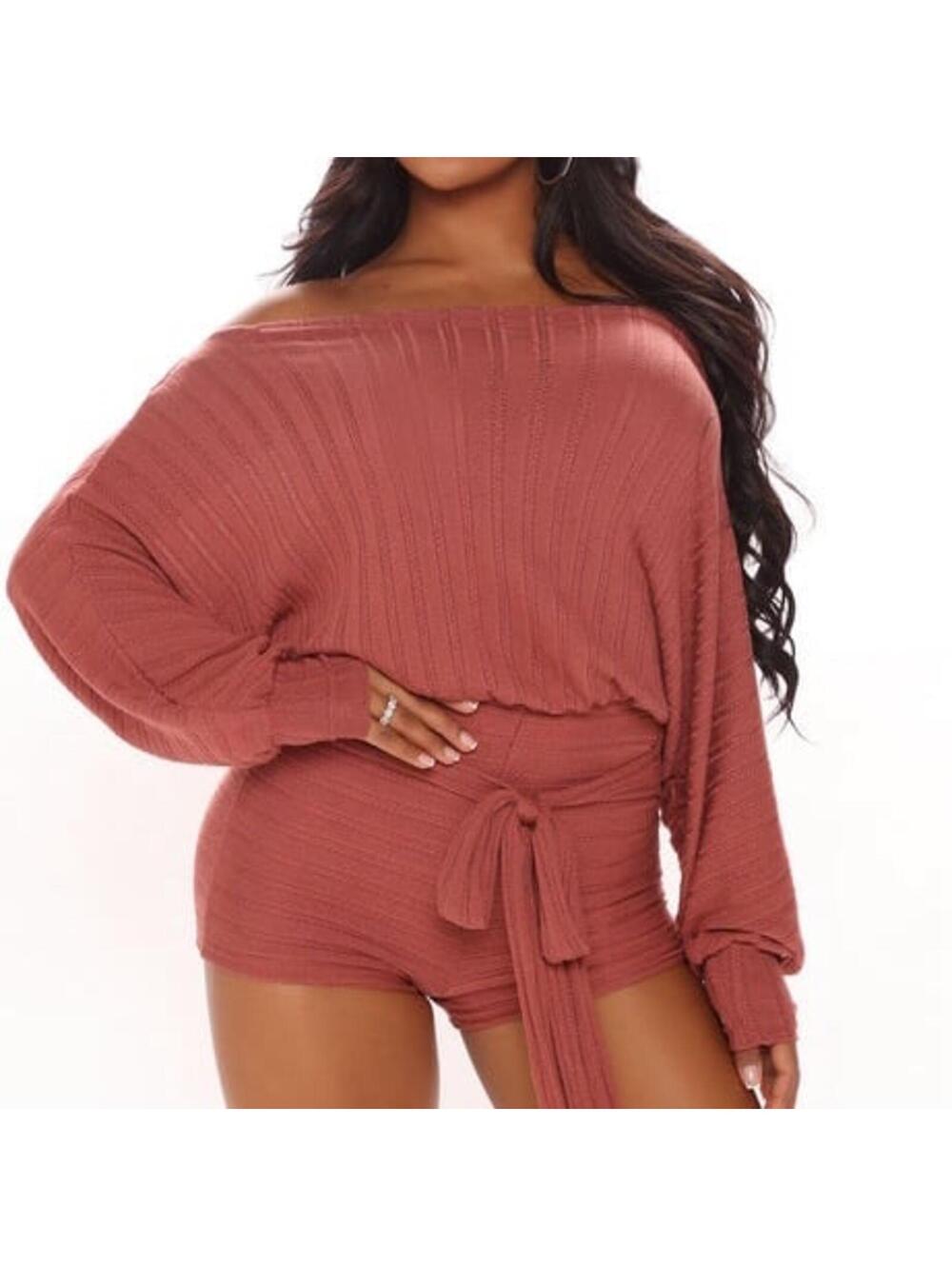 Fashion Nova Top Notch Girl Romper - Rust
